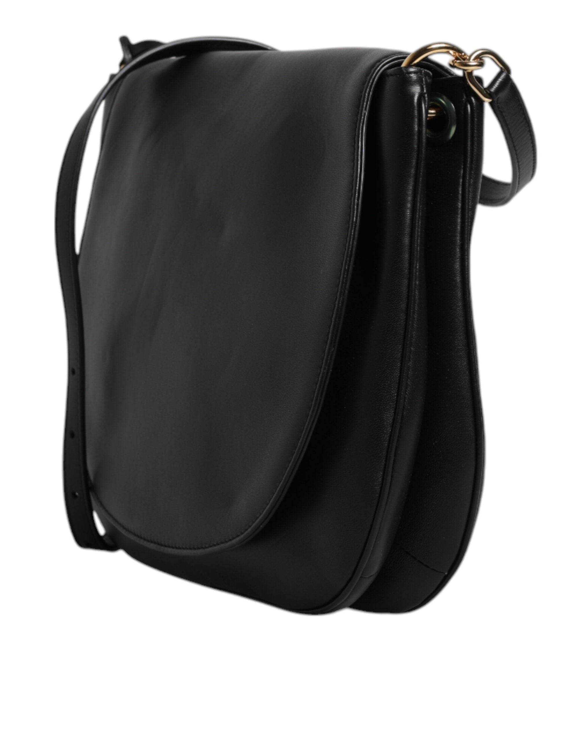 Dolce & Gabbana Schwarze Leder-Umhängetasche mit Klappe